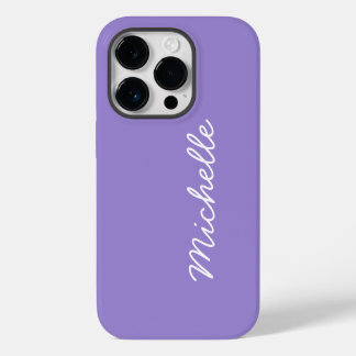 Indigo Purple & White Custom Name or Text iPhone 14 Pro Case