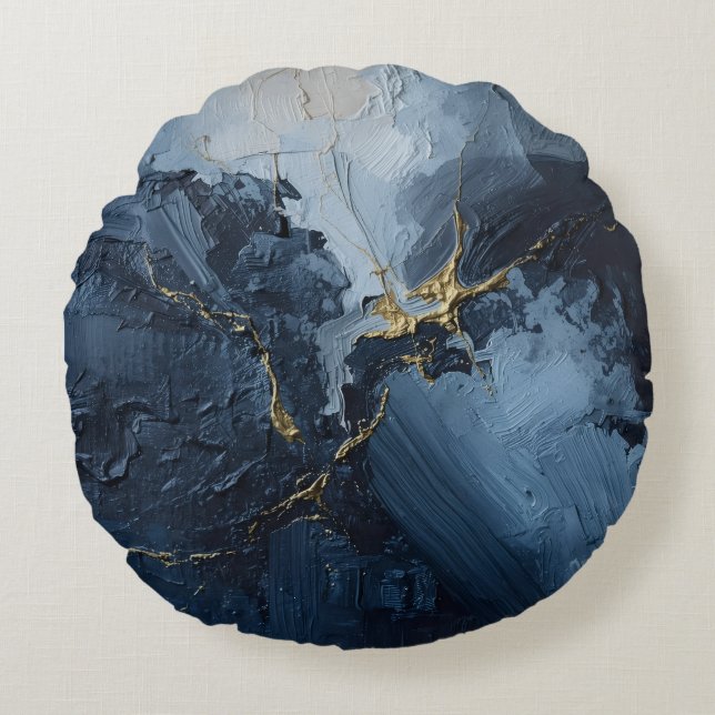 "Indigo Rhapsody" Round Pillow (Front)