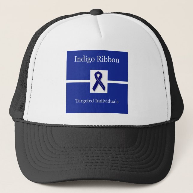 Indigo Ribbon  In Celebration Trucker Hat (Front)