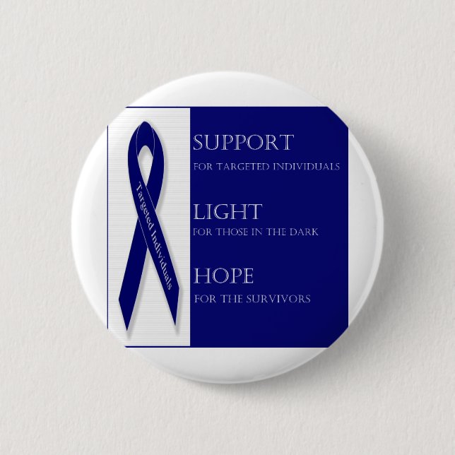 Indigo Ribbon. -Support, Light, Hope. -DBI 2 Inch Round Button (Front)