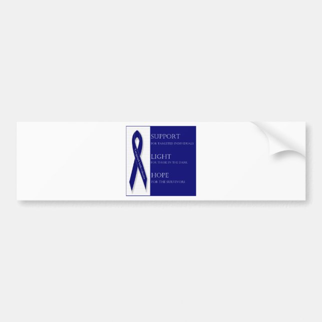 Indigo Ribbon. -Support, Light, Hope. -DBI Bumper Sticker (Front)