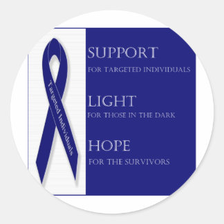 Indigo Ribbon. -Support, Light, Hope. -DBI Classic Round Sticker
