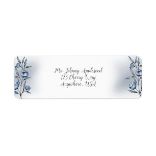 Indigo Romance Wedding Return Address Labels