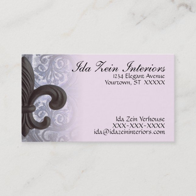 "indigo/rose" iron fleur de lis Custom Business Ca Card (Front)