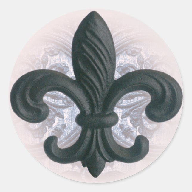 indigo/rose "iron fleur de lis" invitation seals (Front)