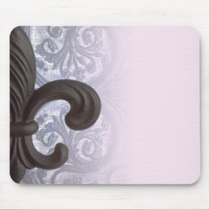 indigo/rose "iron fleur de lis" mousepad
