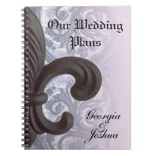 indigo/rose "iron fleur de lis"  PLANNING NOTEBOOK