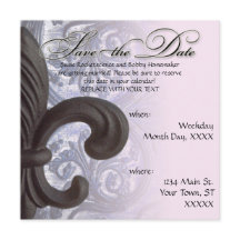 indigo/rose "iron fleur de lis" Save The Date