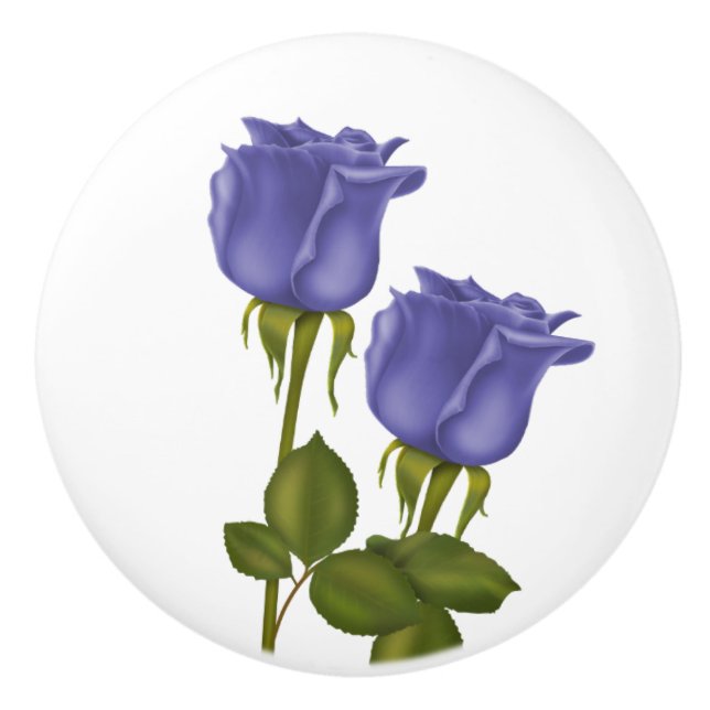 Indigo Roses Ceramic Knob (Front)