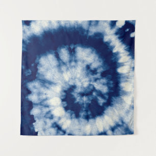 Indigo Round. Bohemian Tie Dye. Blue Roll Psychede Tapestry