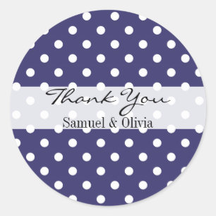 Indigo Round Custom Polka Dotted Thank You Label