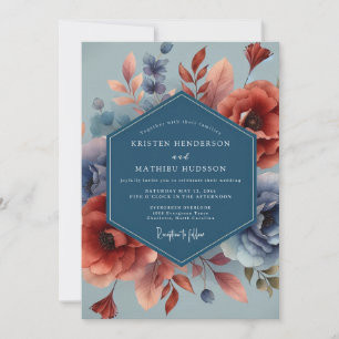 Indigo Rust Autumnal Wedding Invitation