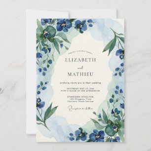 Indigo Sage Wildflower Wedding Invitation