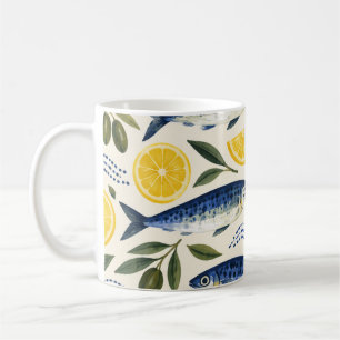 Indigo Sardines and Lemon Slices Coffee Mug