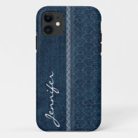 Indigo Sashiko Pattern Japanese Embroidery Name