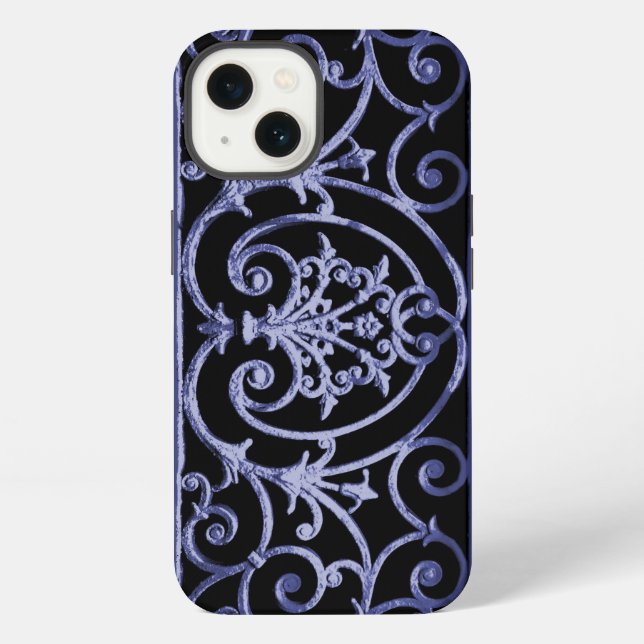 Indigo scrollwork pattern Case-Mate iPhone case (Back)