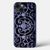 Indigo scrollwork pattern Case-Mate iPhone case