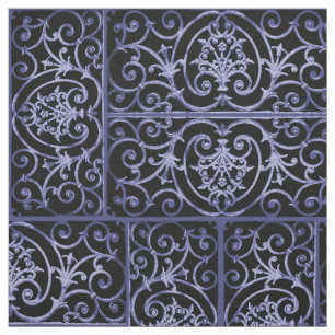 Indigo scrollwork pattern fabric