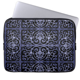 Indigo scrollwork pattern laptop sleeve