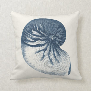 Indigo Shark Eye Seashell Throw Pillow