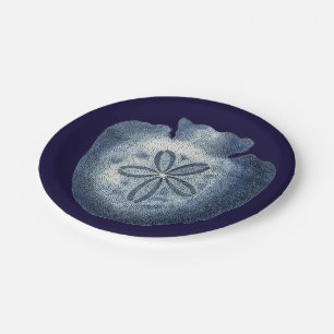 Indigo Shells III Paper Plate