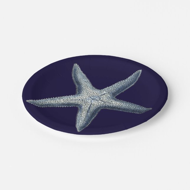 Indigo Shells IV Paper Plate (Angled)