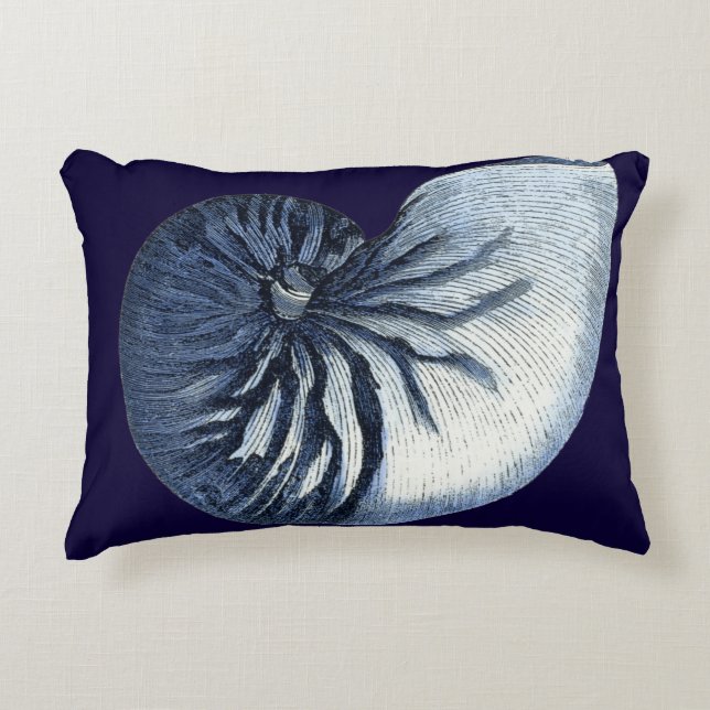Indigo Shells VII Decorative Pillow (Front)