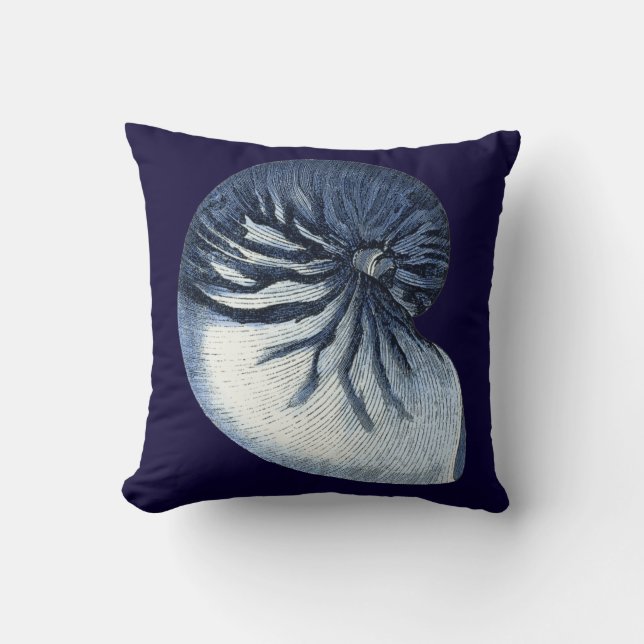Indigo Shells VII Throw Pillow (Front)