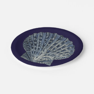 Indigo Shells VIII Paper Plate