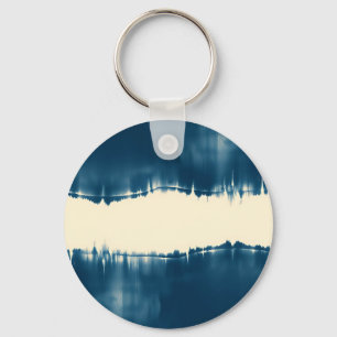 Indigo Shibori Abstract Modern Horizontal Keychain