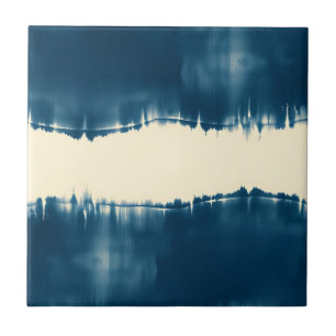 Indigo Shibori Abstract Modern Horizontal Tile