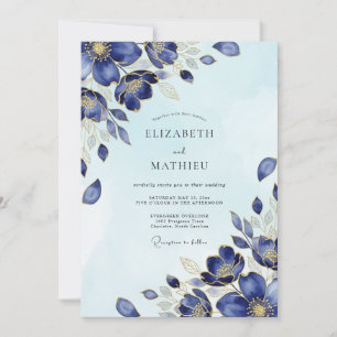 Indigo Shimmering Winter Wedding Invitation