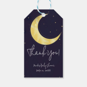 Indigo Star Fall Yellow Moon Starry Baby Shower Gift Tags