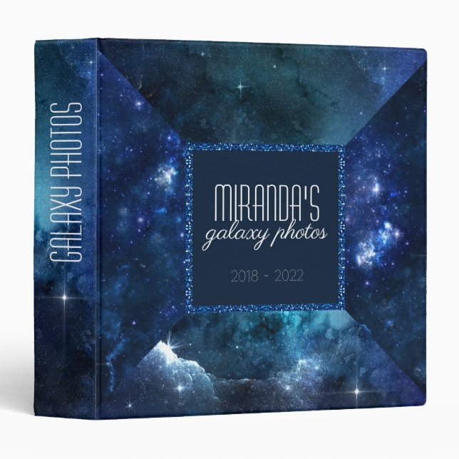 Indigo Starfield Stardust Galaxy 3 Ring Binder (Front/Spine)