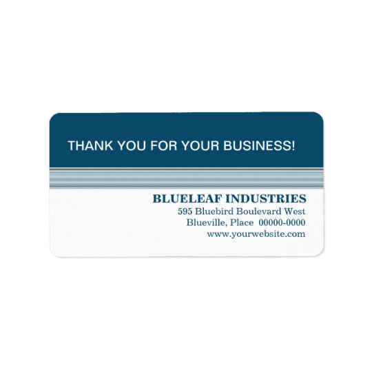 Indigo Stripes Business Thank You Label