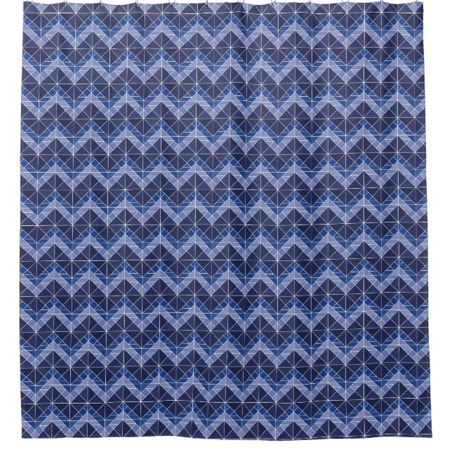 Indigo Tangram Shower Curtain (Front)