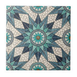Indigo Teal Compass Mosaic – Stained Glass Tile<br><div class="desc">A seamless stained glass mosaic pattern ceramic tile featuring elegant compass star motifs in shades of indigo, teal, turquoise, and sand beige. The intricate geometric layout evokes a sense of direction, calm, and refined craftsmanship, reminiscent of Mediterranean tiles and nautical artistry. This pattern blends sophistication with timeless artistry, making it...</div>