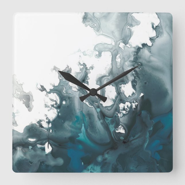 Indigo Tempest Square Wall Clock (Front)