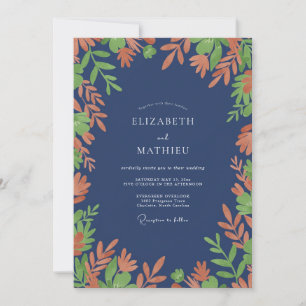 Indigo Terracotta Foliage Eucalyptus Wedding Invitation