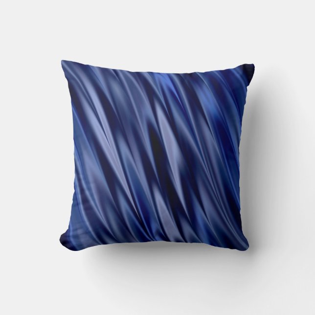 Indigo & violet blue satin style stripes throw pillow (Front)
