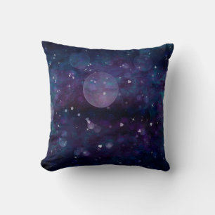Indigo Violet Pretty Sparkle Lights Hearts & Stars Throw Pillow