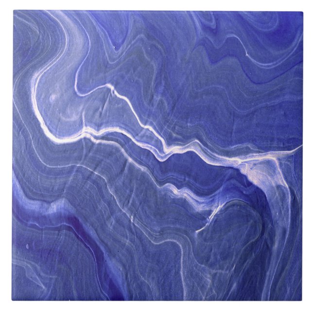 Indigo Violet Very Peri Agate Marble Abstraction Tile (Front)