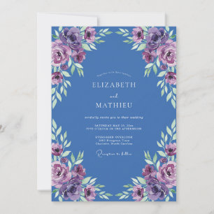 Indigo Violet Watercolor Wedding Invitation