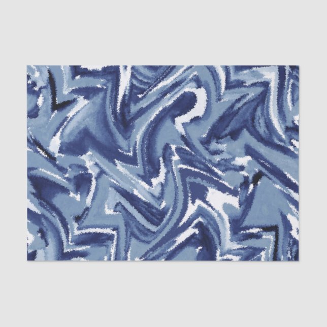 Indigo Watercolor Abstract Tissue Paper (Front)