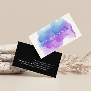 Indigo Watercolor Blot Business Card