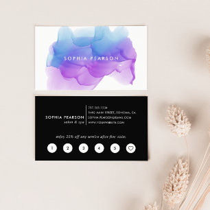 Indigo Watercolor Blot   Loyalty Card