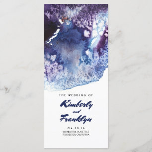 Indigo Watercolor Crystals Programmes de mariage m