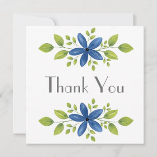Indigo Watercolor Floral Swag 2 Thank You Card