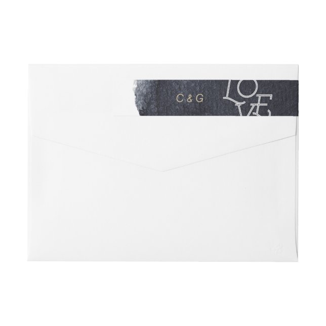 Indigo watercolor modern simple love wedding wrap around label (Back)
