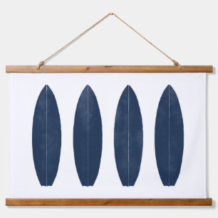 Indigo Watercolor Surfboards Beach Nursery Decor Hanging Tapestry